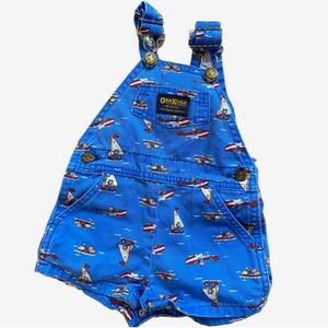 Vintage OshKosh Vestbak Shortalls Sailing Bears Print 6-12M